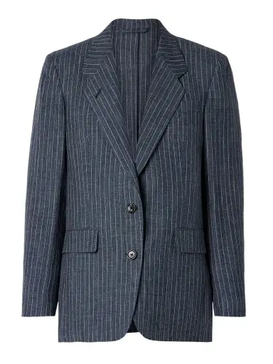 Loro Piana Pinstriped Linen, Wool And Silk-blend Blazer | Thumbnail 1 Loro Piana Pinstriped Linen, Wool And Silk-blend Blazer | Thumbnail 1