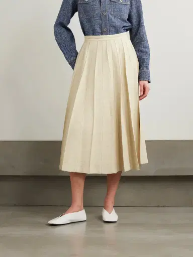 Loro Piana Pleated Woven Midi Skirt | Thumbnail 3 Loro Piana Pleated Woven Midi Skirt | Thumbnail 3