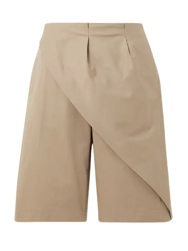 Layered Wrap-effect Cotton-twill Shorts