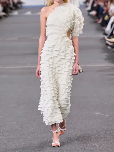 Chloé One-shoulder Cutout Ruffled Silk-blend Gown - x large | Thumbnail 4 Chloé One-shoulder Cutout Ruffled Silk-blend Gown - x large | Thumbnail 4