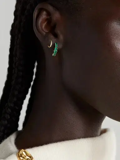 Ileana Makri 18-karat Gold Emerald Hoop Earrings | Thumbnail 2 Ileana Makri 18-karat Gold Emerald Hoop Earrings | Thumbnail 2