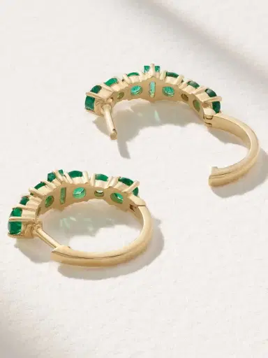 Ileana Makri 18-karat Gold Emerald Hoop Earrings | Thumbnail 3 Ileana Makri 18-karat Gold Emerald Hoop Earrings | Thumbnail 3