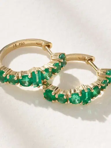 Ileana Makri 18-karat Gold Emerald Hoop Earrings | Thumbnail 4 Ileana Makri 18-karat Gold Emerald Hoop Earrings | Thumbnail 4