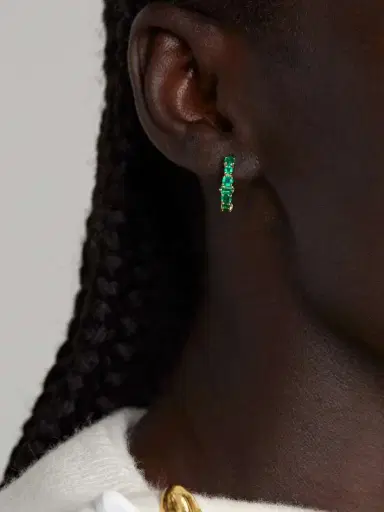 Ileana Makri 18-karat Gold Emerald Hoop Earrings | Thumbnail 5 Ileana Makri 18-karat Gold Emerald Hoop Earrings | Thumbnail 5