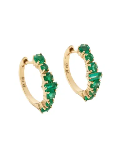 Ileana Makri 18-karat Gold Emerald Hoop Earrings | Thumbnail 1 Ileana Makri 18-karat Gold Emerald Hoop Earrings | Thumbnail 1