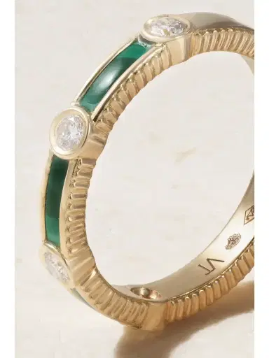 Viltier Rayon 18-karat Gold, Malachite And Diamond Ring | Thumbnail 4 Viltier Rayon 18-karat Gold, Malachite And Diamond Ring | Thumbnail 4