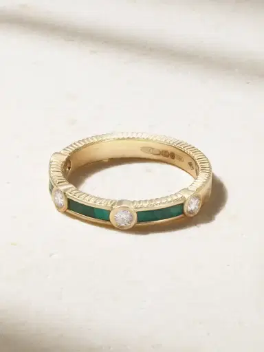 Viltier Rayon 18-karat Gold, Malachite And Diamond Ring | Thumbnail 1 Viltier Rayon 18-karat Gold, Malachite And Diamond Ring | Thumbnail 1