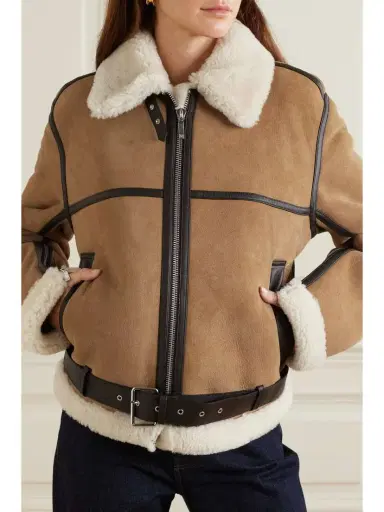 TOTEME + Net Sustain Leather-trimmed Shearling Jacket | Thumbnail 3 TOTEME + Net Sustain Leather-trimmed Shearling Jacket | Thumbnail 3