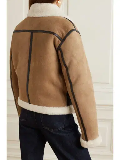TOTEME + Net Sustain Leather-trimmed Shearling Jacket | Thumbnail 4 TOTEME + Net Sustain Leather-trimmed Shearling Jacket | Thumbnail 4