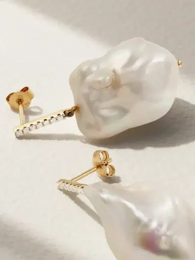 Mateo 14-karat Gold, Pearl And Diamond Earrings | Thumbnail 3 Mateo 14-karat Gold, Pearl And Diamond Earrings | Thumbnail 3