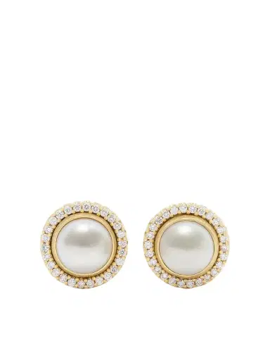 OLE LYNGGAARD COPENHAGEN Lotus 18-karat Gold, Pearl And Diamond Earrings | Thumbnail 1 OLE LYNGGAARD COPENHAGEN Lotus 18-karat Gold, Pearl And Diamond Earrings | Thumbnail 1
