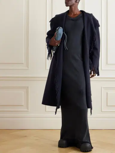 Balenciaga Fringed Hooded Brushed Wool Coat | Thumbnail 2 Balenciaga Fringed Hooded Brushed Wool Coat | Thumbnail 2