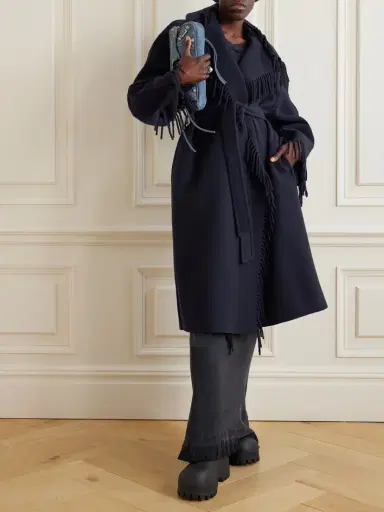 Balenciaga Fringed Hooded Brushed Wool Coat | Thumbnail 3 Balenciaga Fringed Hooded Brushed Wool Coat | Thumbnail 3