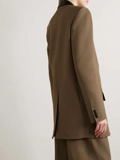 Khaite Jacobson Two-tone Leather-trimmed Crepe Blazer | Thumbnail 4 Khaite Jacobson Two-tone Leather-trimmed Crepe Blazer | Thumbnail 4
