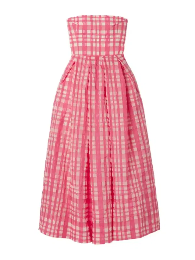 Oh Oh Liva Strapless Pleated Checked Organza And Taffeta Maxi Dress - US0