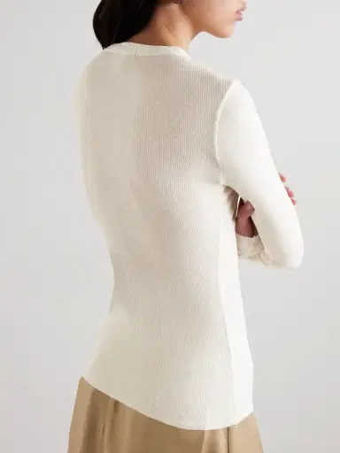 James Perse Ribbed Cotton And Cashmere-blend T-shirt | Thumbnail 4 James Perse Ribbed Cotton And Cashmere-blend T-shirt | Thumbnail 4
