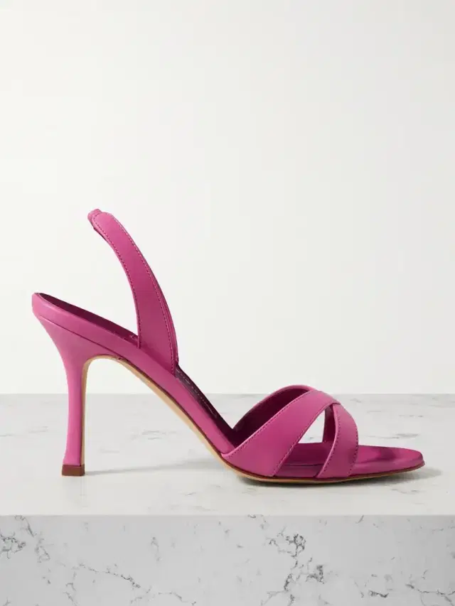 Manolo Blahnik Callasli 90 Leather Slingback Sandals
