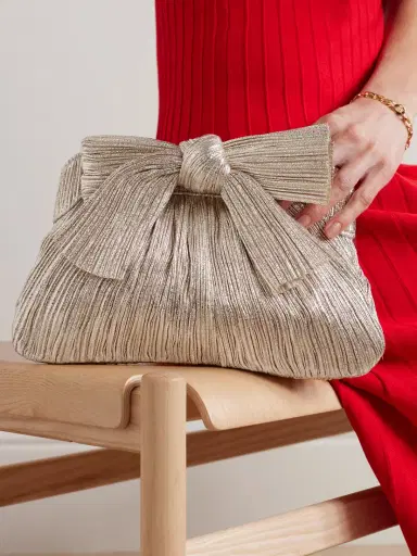 Loeffler Randall Rayne Bow-embellished Plissé-lamé Clutch | Thumbnail 2 Loeffler Randall Rayne Bow-embellished Plissé-lamé Clutch | Thumbnail 2