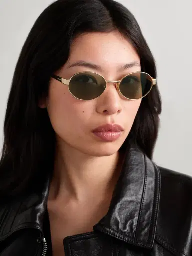 Saint Laurent Eyewear Oval-frame Gold-tone Sunglasses | Thumbnail 2 Saint Laurent Eyewear Oval-frame Gold-tone Sunglasses | Thumbnail 2