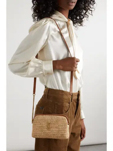 Saint Laurent Gaby Mini Leather-trimmed Raffia Shoulder Bag | Thumbnail 2 Saint Laurent Gaby Mini Leather-trimmed Raffia Shoulder Bag | Thumbnail 2