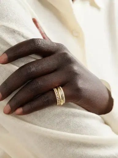 By Pariah Set Of Three 14-karat Gold, Morganite And Diamond Ring | Thumbnail 2 By Pariah Set Of Three 14-karat Gold, Morganite And Diamond Ring | Thumbnail 2