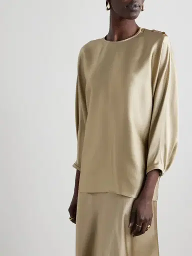 Loro Piana Button-detailed Silk-satin Top | Thumbnail 3 Loro Piana Button-detailed Silk-satin Top | Thumbnail 3