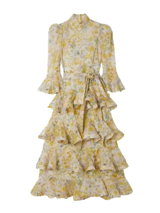 Harmony Tiered Ruffled Floral-print Linen And Silk-blend Midi Dress