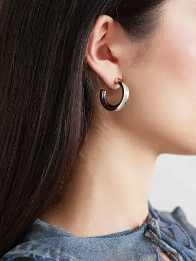 Jennifer Fisher Natasha Huggies Silver-tone Hoop Earrings | Thumbnail 2 Jennifer Fisher Natasha Huggies Silver-tone Hoop Earrings | Thumbnail 2