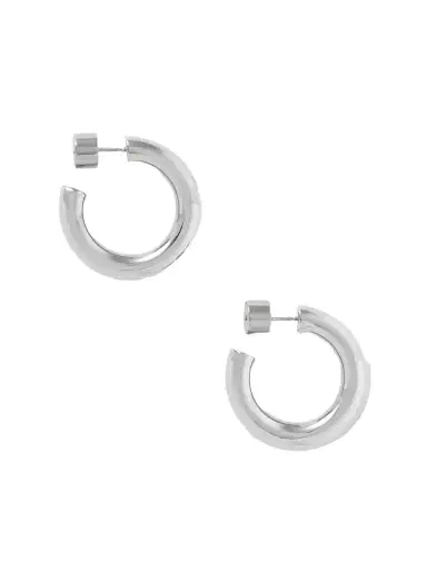 Jennifer Fisher Natasha Huggies Silver-tone Hoop Earrings | Thumbnail 1 Jennifer Fisher Natasha Huggies Silver-tone Hoop Earrings | Thumbnail 1