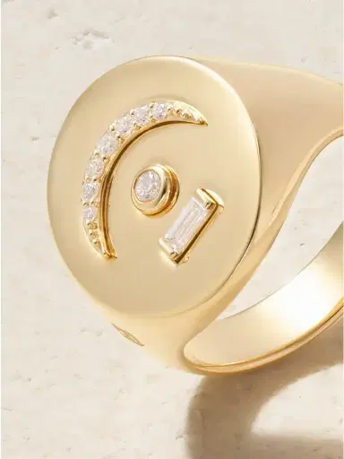 Foundrae Bird's Eye Pause Internal Compass 18-karat Gold Diamond Signet Ring | Thumbnail 4 Foundrae Bird's Eye Pause Internal Compass 18-karat Gold Diamond Signet Ring | Thumbnail 4