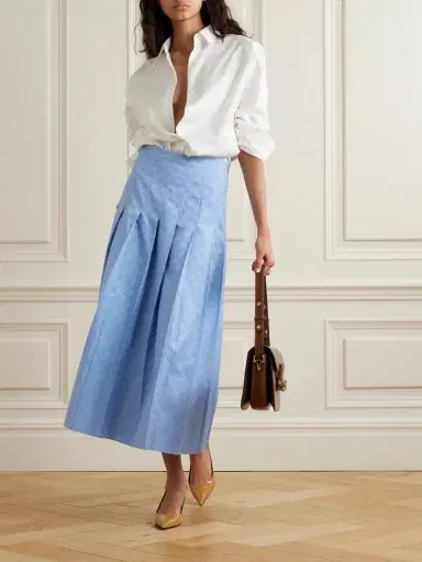 Gucci Pleated Cotton Oxford-jacquard Midi Skirt | Thumbnail 2 Gucci Pleated Cotton Oxford-jacquard Midi Skirt | Thumbnail 2