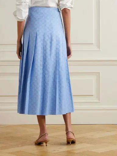 Gucci Pleated Cotton Oxford-jacquard Midi Skirt | Thumbnail 3 Gucci Pleated Cotton Oxford-jacquard Midi Skirt | Thumbnail 3