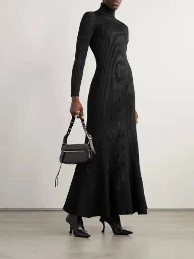 Balenciaga Turtleneck Ribbed ilk-blend Maxi Dress | Thumbnail 2 Balenciaga Turtleneck Ribbed ilk-blend Maxi Dress | Thumbnail 2