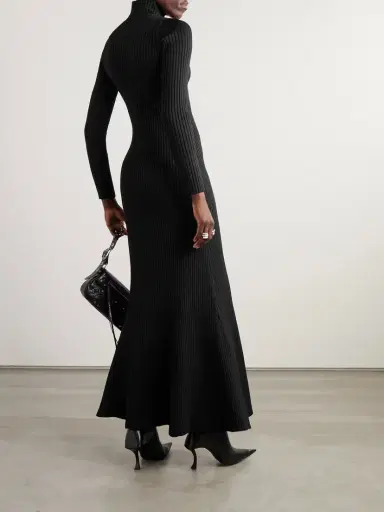 Balenciaga Turtleneck Ribbed ilk-blend Maxi Dress | Thumbnail 3 Balenciaga Turtleneck Ribbed ilk-blend Maxi Dress | Thumbnail 3