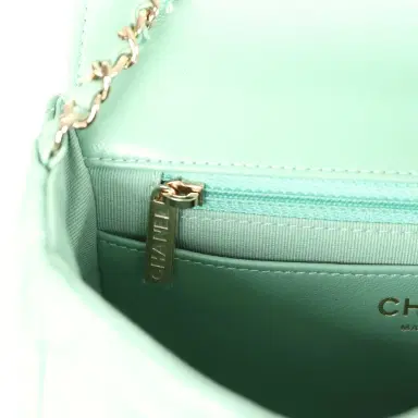 Chanel Chanel Candy Heart Mini Flap Bag Turquoise Lambskin Enamel and Light Gold Hardware | Thumbnail 13 Chanel Chanel Candy Heart Mini Flap Bag Turquoise Lambskin Enamel and Light Gold Hardware | Thumbnail 13