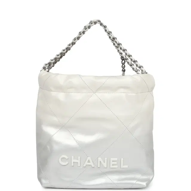 Chanel Mini 22 Hobo White and Silver Ombre Metallic Calfskin Silver Hardware Chanel Mini 22 Hobo White and Silver Ombre Metallic Calfskin Silver Hardware
