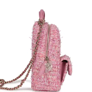 Chanel Chanel Mini Phone Holder Backpack with Chain Pink Multicolor Tweed Light Gold Hardware | Thumbnail 3 Chanel Chanel Mini Phone Holder Backpack with Chain Pink Multicolor Tweed Light Gold Hardware | Thumbnail 3