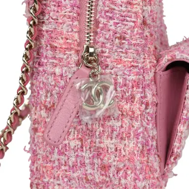 Chanel Chanel Mini Phone Holder Backpack with Chain Pink Multicolor Tweed Light Gold Hardware | Thumbnail 4 Chanel Chanel Mini Phone Holder Backpack with Chain Pink Multicolor Tweed Light Gold Hardware | Thumbnail 4