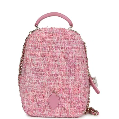 Chanel Chanel Mini Phone Holder Backpack with Chain Pink Multicolor Tweed Light Gold Hardware | Thumbnail 6 Chanel Chanel Mini Phone Holder Backpack with Chain Pink Multicolor Tweed Light Gold Hardware | Thumbnail 6