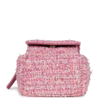 Chanel Chanel Mini Phone Holder Backpack with Chain Pink Multicolor Tweed Light Gold Hardware | Thumbnail 7 Chanel Chanel Mini Phone Holder Backpack with Chain Pink Multicolor Tweed Light Gold Hardware | Thumbnail 7