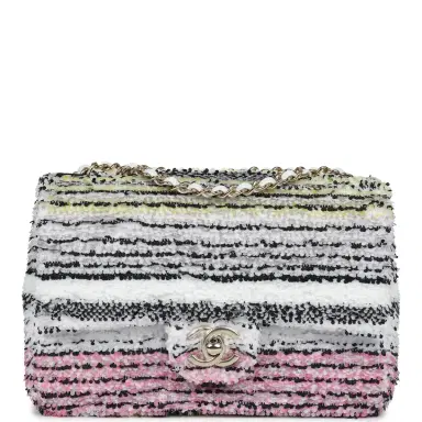 Chanel Chanel Small Classic Flap White Multicolor Sequin Light Gold Hardware | Thumbnail 1 Chanel Chanel Small Classic Flap White Multicolor Sequin Light Gold Hardware | Thumbnail 1