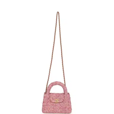 Chanel Chanel Small Kelly Shopper Pink Tweed Brushed Gold Hardware | Thumbnail 7 Chanel Chanel Small Kelly Shopper Pink Tweed Brushed Gold Hardware | Thumbnail 7