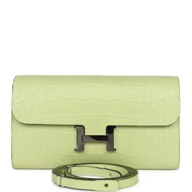 HERMÈS Hermes Constance Wallet To Go Jaune Bourgeon Matte Alligator Palladium Hardware | Thumbnail 1 HERMÈS Hermes Constance Wallet To Go Jaune Bourgeon Matte Alligator Palladium Hardware | Thumbnail 1