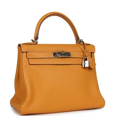 HERMÈS Pre-Owned Hermes Kelly Retourne 28 Moutarde Clemence Palladium Hardware | Thumbnail 2 HERMÈS Pre-Owned Hermes Kelly Retourne 28 Moutarde Clemence Palladium Hardware | Thumbnail 2