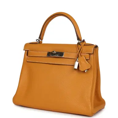 HERMÈS Pre-Owned Hermes Kelly Retourne 28 Moutarde Clemence Palladium Hardware | Thumbnail 5 HERMÈS Pre-Owned Hermes Kelly Retourne 28 Moutarde Clemence Palladium Hardware | Thumbnail 5