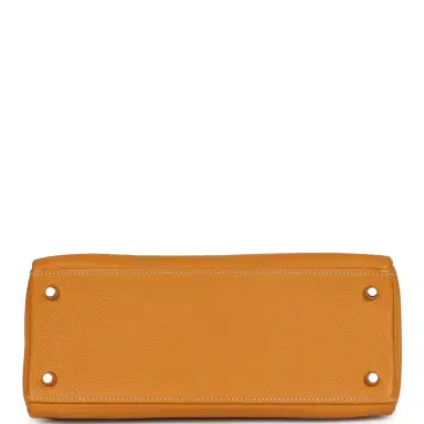 HERMÈS Pre-Owned Hermes Kelly Retourne 28 Moutarde Clemence Palladium Hardware | Thumbnail 6 HERMÈS Pre-Owned Hermes Kelly Retourne 28 Moutarde Clemence Palladium Hardware | Thumbnail 6