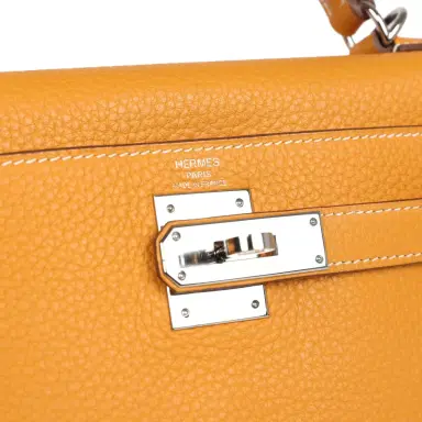 HERMÈS Pre-Owned Hermes Kelly Retourne 28 Moutarde Clemence Palladium Hardware | Thumbnail 7 HERMÈS Pre-Owned Hermes Kelly Retourne 28 Moutarde Clemence Palladium Hardware | Thumbnail 7