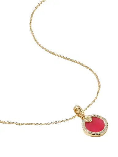 David Yurman Petite Elements 18-karat Gold, Rhodonite And Diamond Necklace | Thumbnail 1 David Yurman Petite Elements 18-karat Gold, Rhodonite And Diamond Necklace | Thumbnail 1