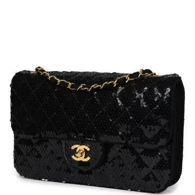 Chanel Vintage Chanel Small Flap Bag Black Sequin Gold Hardware | Thumbnail 5 Chanel Vintage Chanel Small Flap Bag Black Sequin Gold Hardware | Thumbnail 5