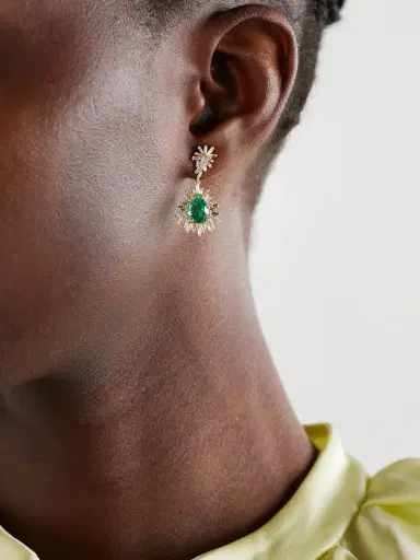 Suzanne Kalan 18-karat Gold, Emerald And Diamond Earrings | Thumbnail 2 Suzanne Kalan 18-karat Gold, Emerald And Diamond Earrings | Thumbnail 2